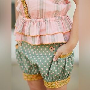 matilda jane thumb bubble green polka dot shorts 6
